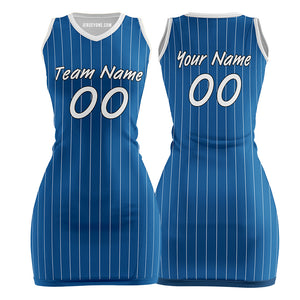 Blue Pinstripe Custom Basketball Jersey Dress 90s
