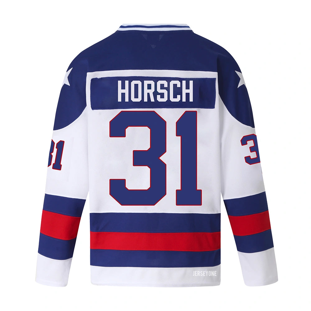 Bruce Horsch #31 USA Throwback Hockey Jersey Jersey | Miracle on Ice
