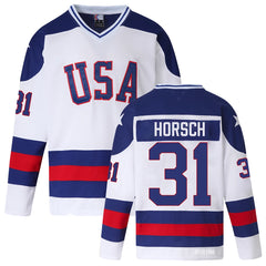 Bruce Horsch #31 USA Throwback Hockey Jersey Jersey | Miracle on Ice