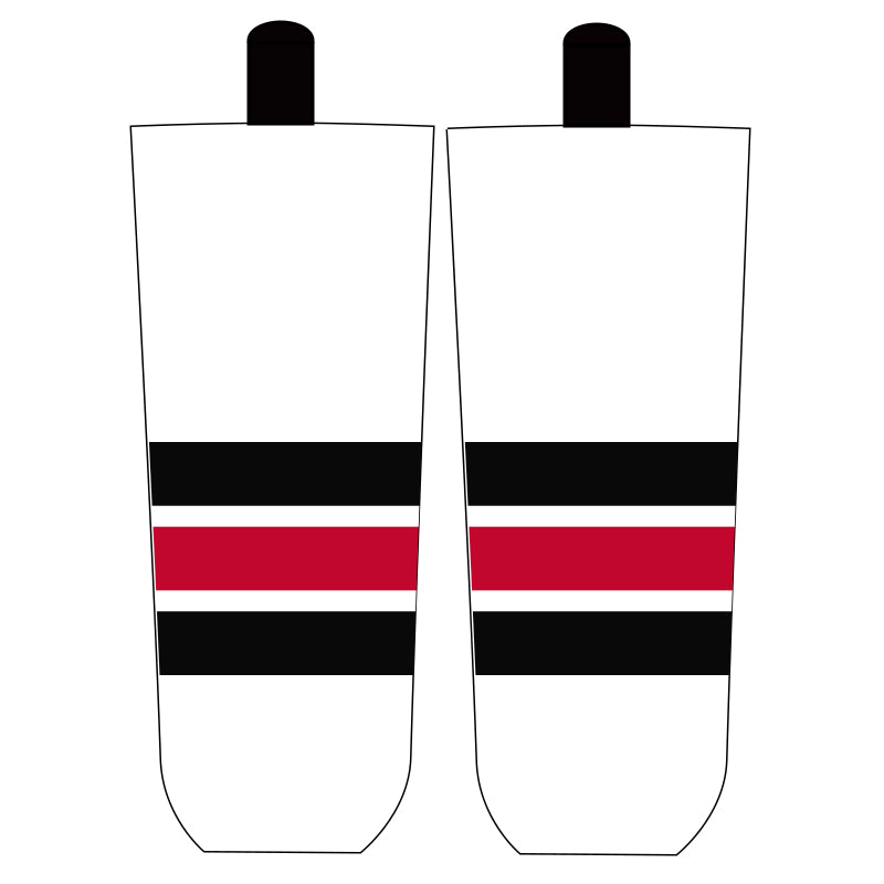 Custom Clark Griswold White Black And Red Hockey Socks