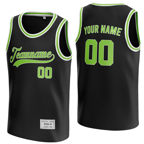 custom black and green basketball jersey