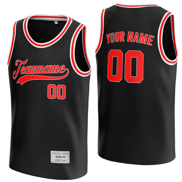 custom black and red basketball jersey