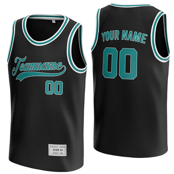 Custom Black and Teal Practice Basketball Jersey
