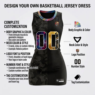 Custom Basketball Jersey Dress from Photo or Sketch - Fully Stitched Personalized Design