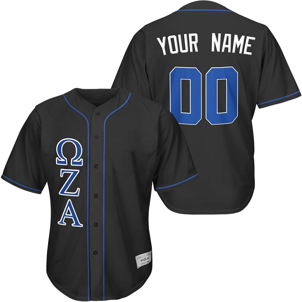 Custom Black and Blue Fraternity Baseball Jersey with Greek Letters ...