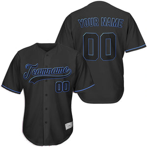 Custom Black and Blue Profile Baseball Jersey