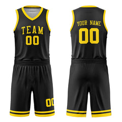Custom Black and Gold Reversible Basketball Jersey