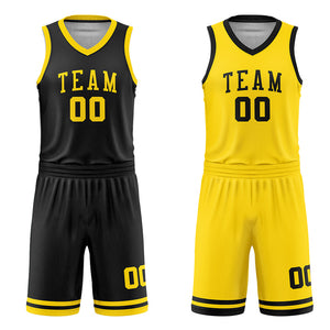 Custom Black and Gold Reversible Basketball Jersey
