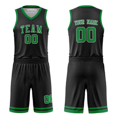 Custom Black and Green Reversible Basketball Jersey