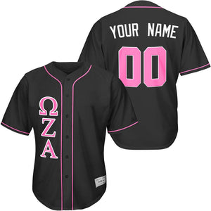 custom-black-and-hot-pink-fraternity-baseball-jersey