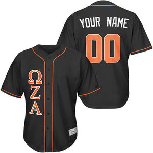custom black and orange fraternity baseball jersey