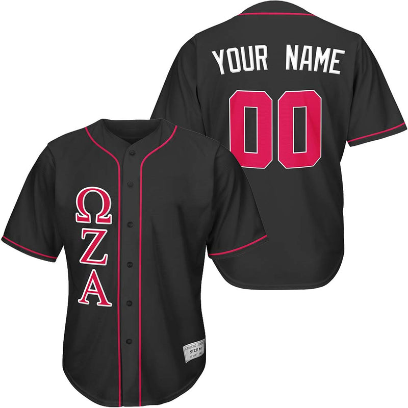 custom black and red fraternity baseball jersey with greek letters