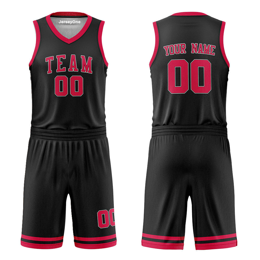 Custom Black and Red Reversible Basketball Jersey