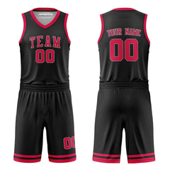 Custom Black and Red Reversible Basketball Jersey
