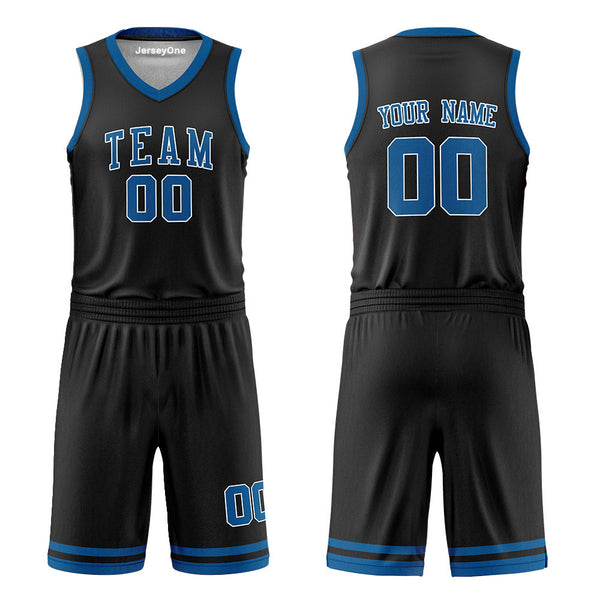 Custom Royal Blue and Black Reversible Basketball Jersey