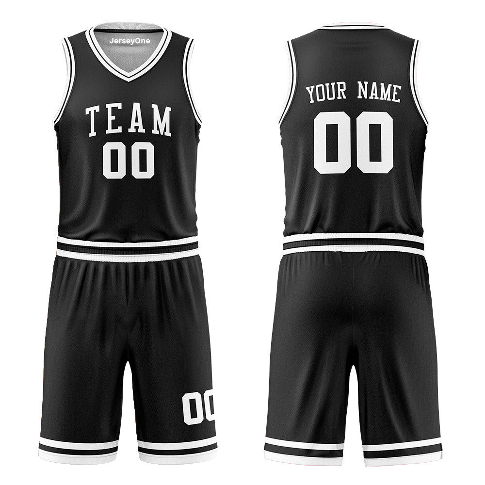 Custom Black and White Reversible Basketball Jersey