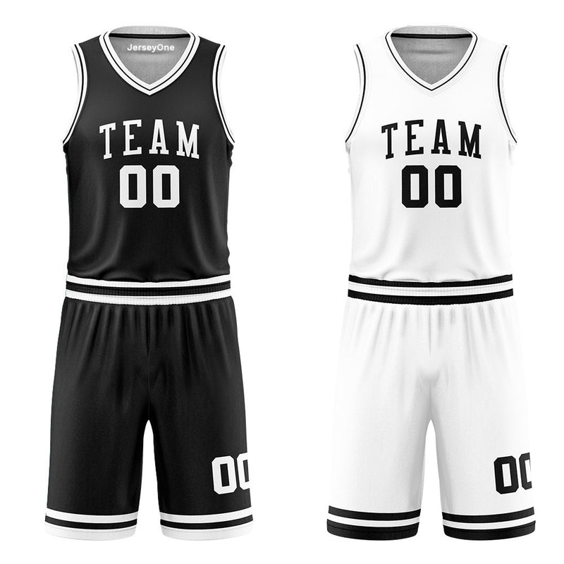 Custom Black and White Reversible Basketball Jersey