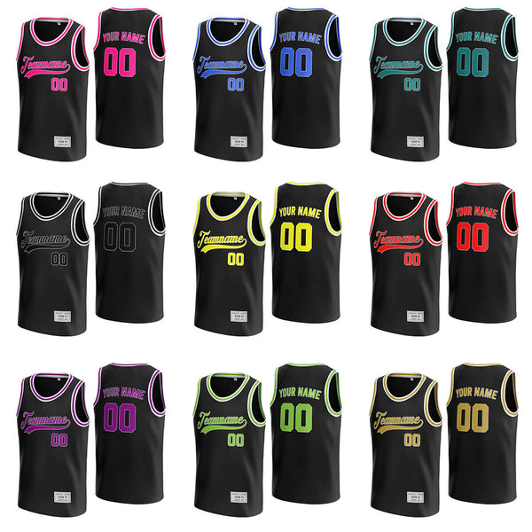 Custom Black and Blue Practice Basketball Jersey 