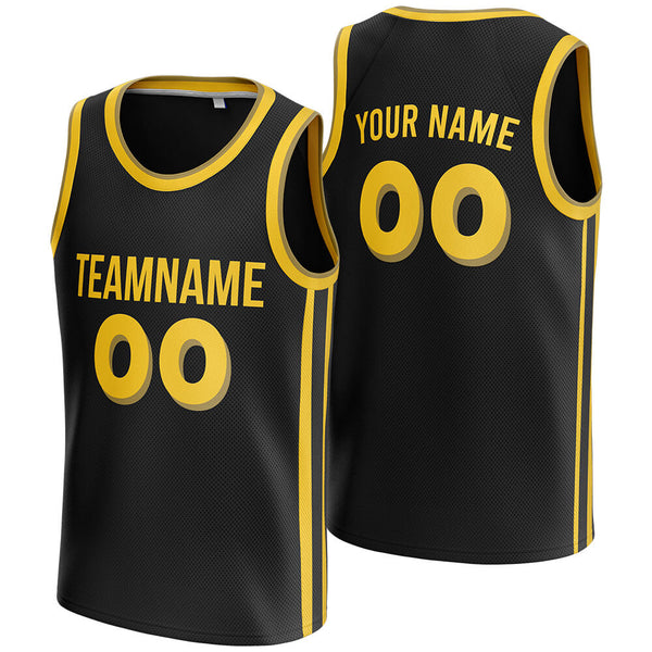 custom black and gold basketball jersey for men youth and toddler