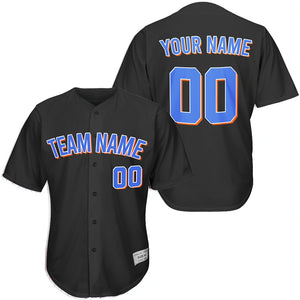 Custom Black Blue and White Baseball Jersey
