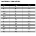 Football jersey size measurement guide with real tape measure, ensuring perfect US standard fit thumbnail