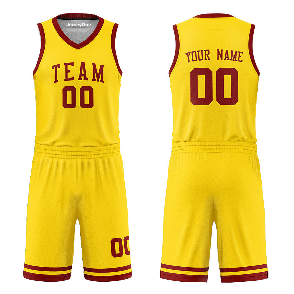 Custom Maroon and Gold Reversible Basketball Jersey