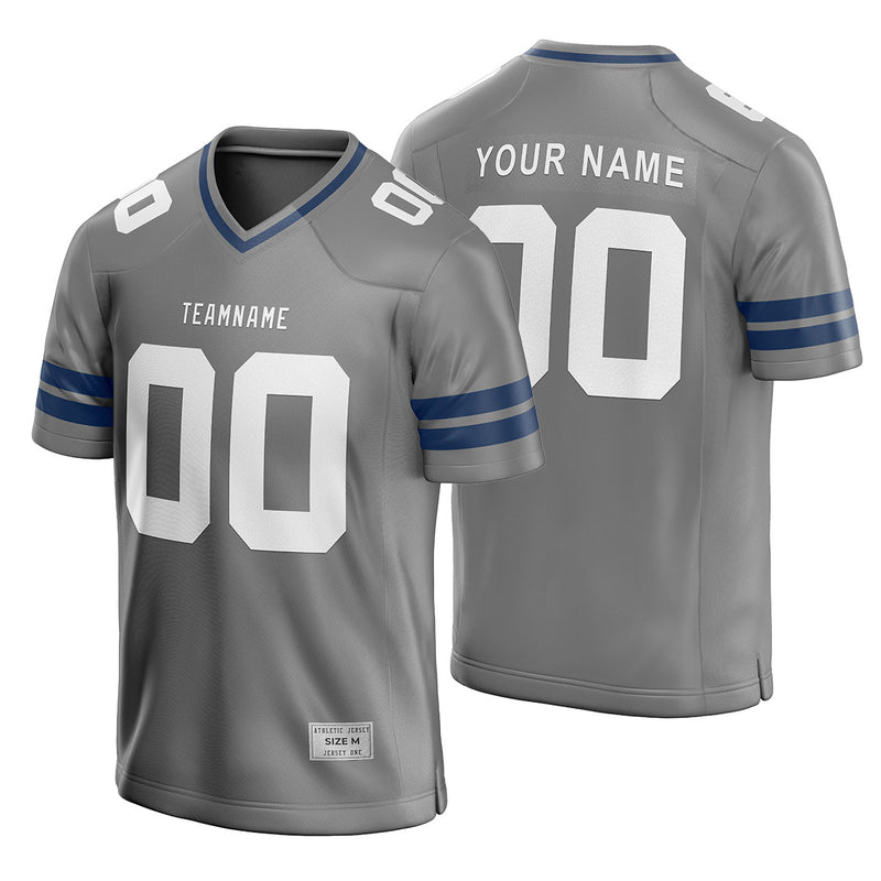 Custom Gray and Navy Football Jersey | Authentic Uniform