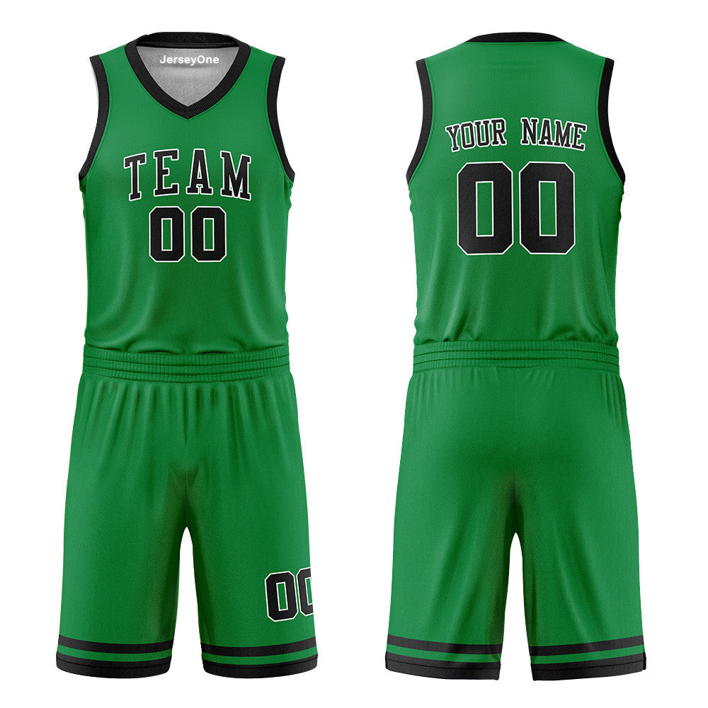 Custom Black and Green Reversible Basketball Jersey