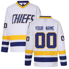 Custom White Hockey Jersey - Charlestown Chiefs