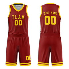 Custom Maroon and Gold Reversible Basketball Jersey