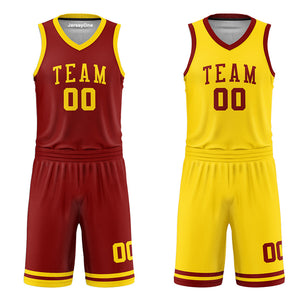 Custom Maroon and Gold Reversible Basketball Jersey