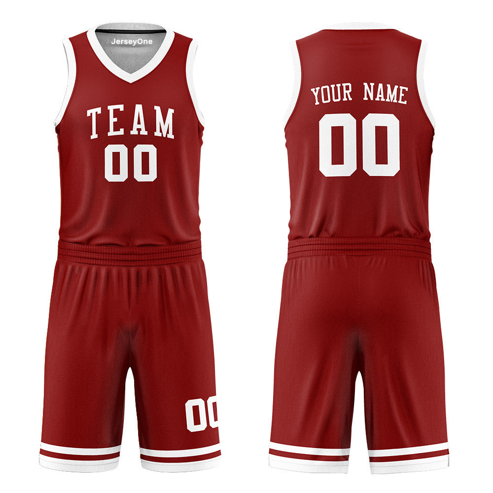 Custom Maroon and White Reversible Basketball Jersey