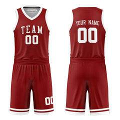 Custom Maroon and White Reversible Basketball Jersey