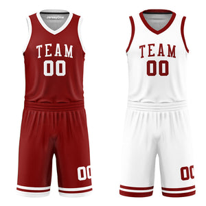 Custom Maroon and White Reversible Basketball Jersey