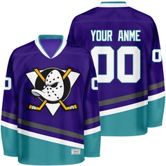 Retro Mighty Ducks Custom Hockey Jersey – Purple Movie Style