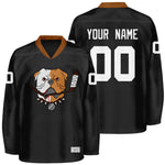 custom name black bulldog hockey jersey front and back view thumbnail