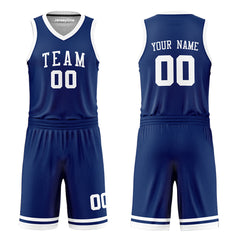 Custom Navy and White Reversible Basketball Jersey