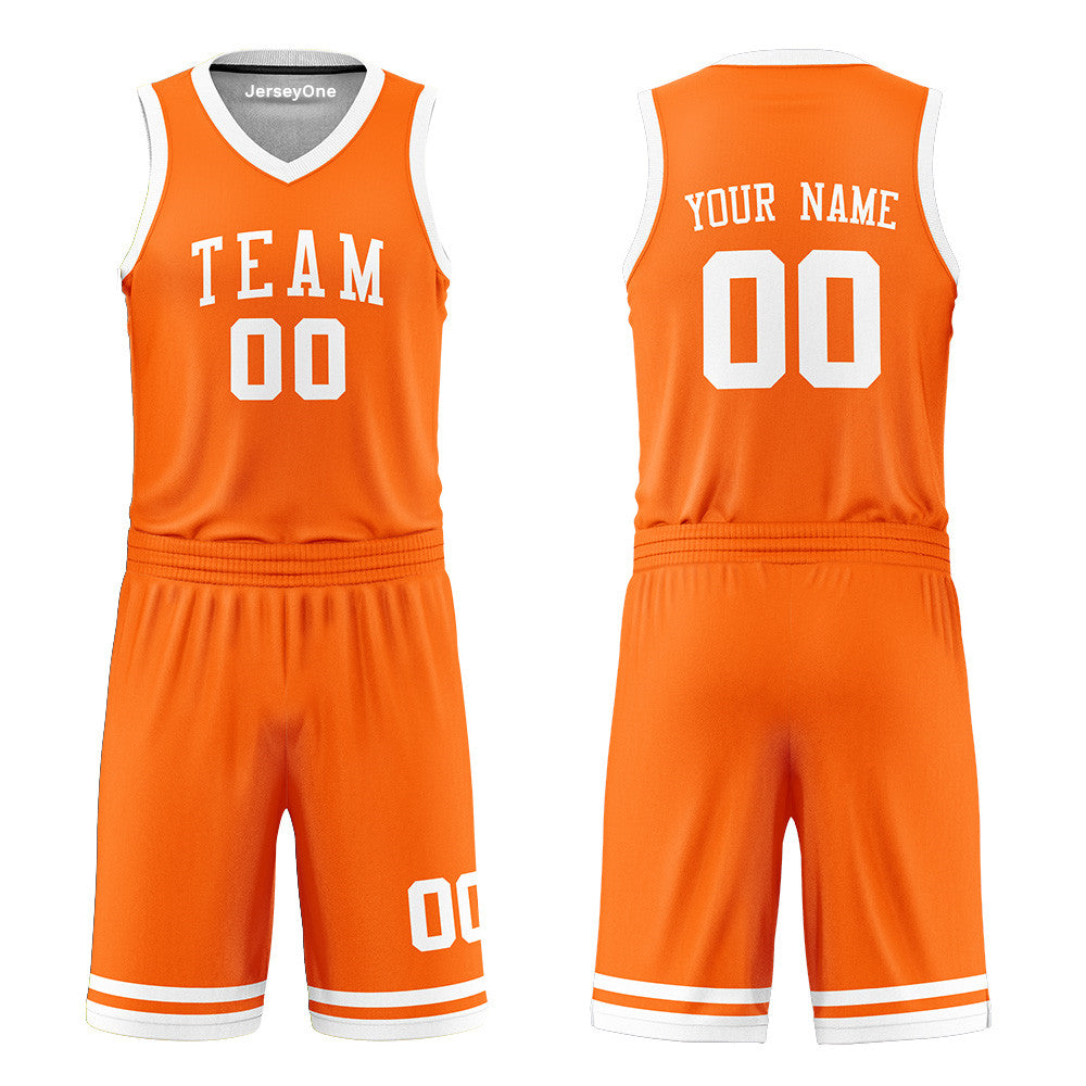 Custom Orange and White Reversible Basketball Jersey