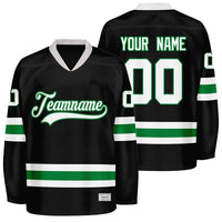 Custom Black and Green Hockey Jersey thumbnail