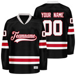 Custom Black and Red Hockey Jersey thumbnail