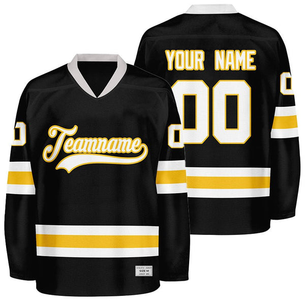 Custom Black and Yellow Hockey Jersey