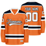 Custom Orange Hockey Jersey with Shoulder Yoke thumbnail
