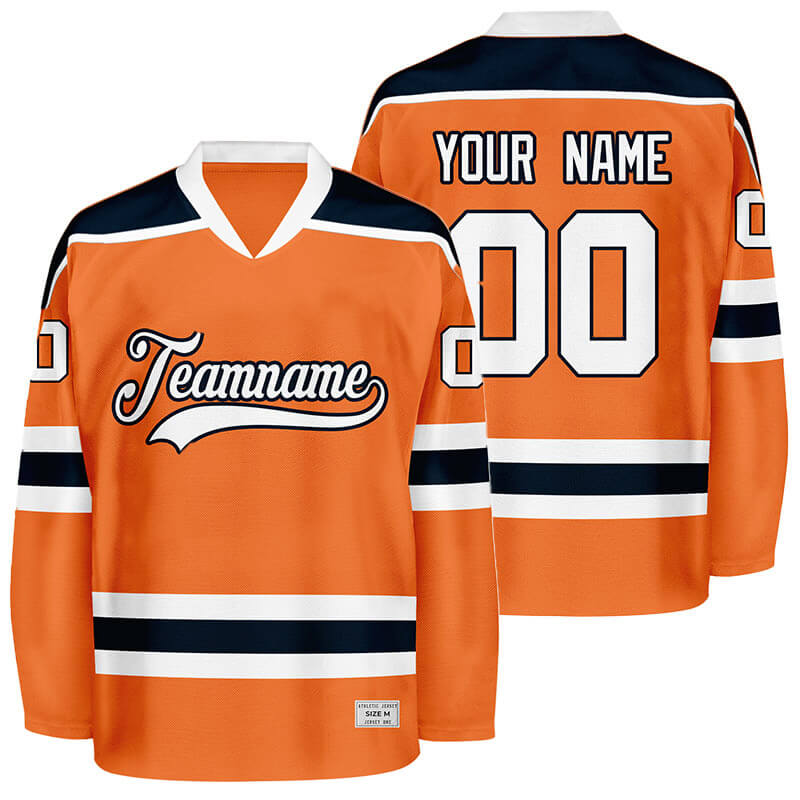 Orange Custom Hockey Jersey with Shoulder Yoke - Embroidered