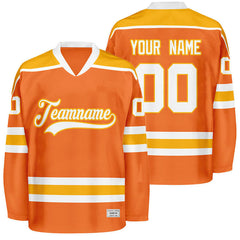 Orange Custom Hockey Jersey with Shoulder Yoke - Embroidered