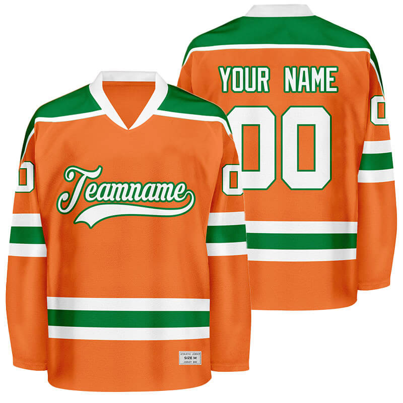 Orange Custom Hockey Jersey with Shoulder Yoke - Embroidered