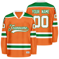 Orange Custom Hockey Jersey with Shoulder Yoke - Embroidered