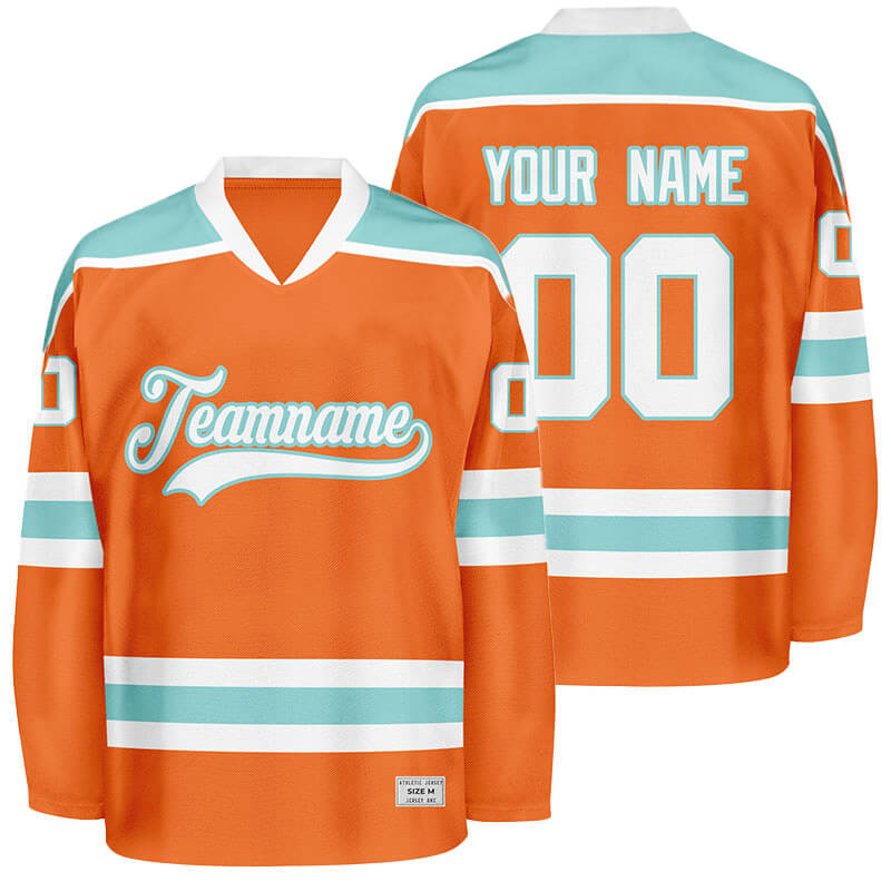 Orange Custom Hockey Jersey with Shoulder Yoke - Embroidered