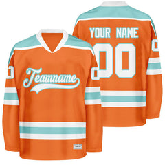 Orange Custom Hockey Jersey with Shoulder Yoke - Embroidered
