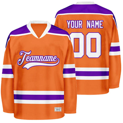 Orange Custom Hockey Jersey with Shoulder Yoke - Embroidered
