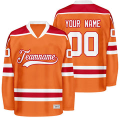 Orange Custom Hockey Jersey with Shoulder Yoke - Embroidered